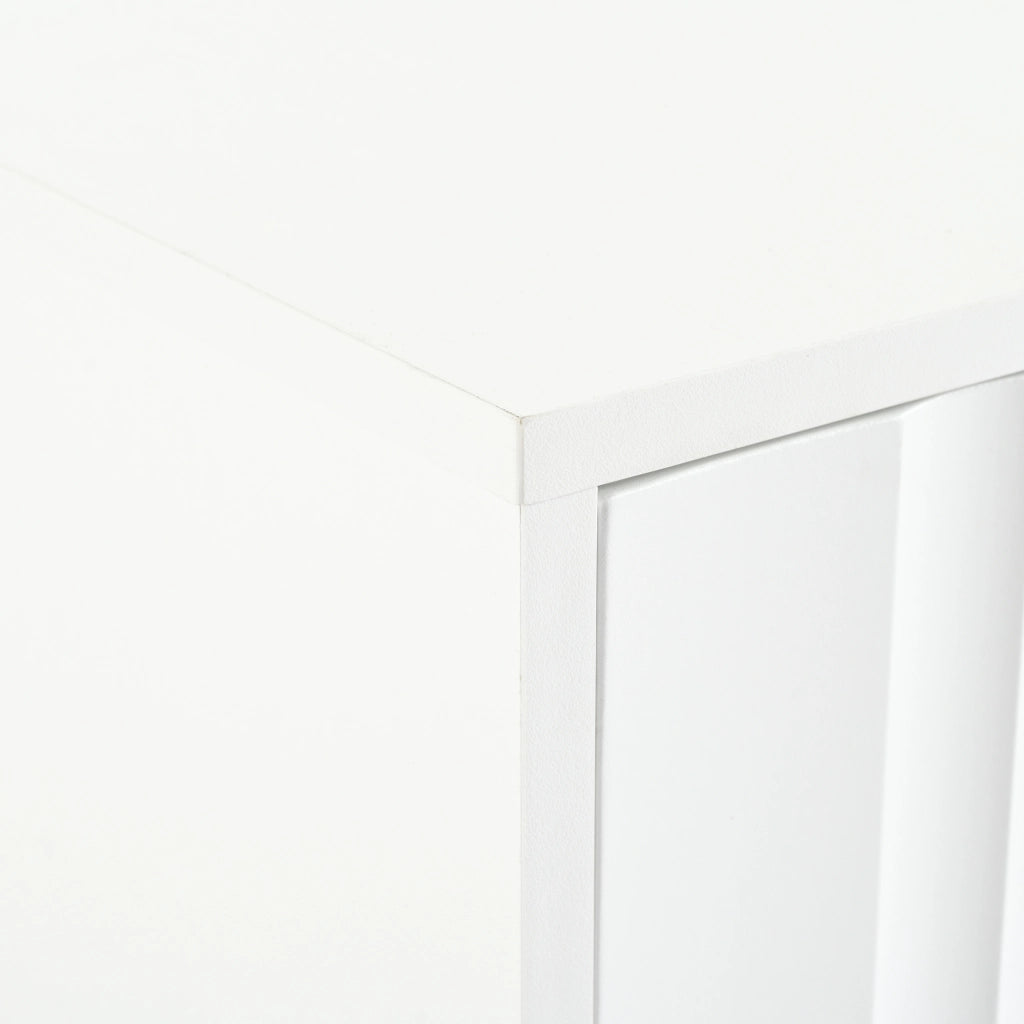 Mobile TV con 4 Ante e 8 Vani; Piedi Dorati; per Soggiorno; in MDF e Pannelli di Particelle; Bianco; 190×38×48 cm