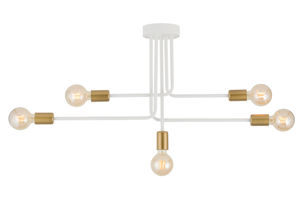 Plafoniera loft Gino 5 luci E27 bianco oro Sigma Lighting