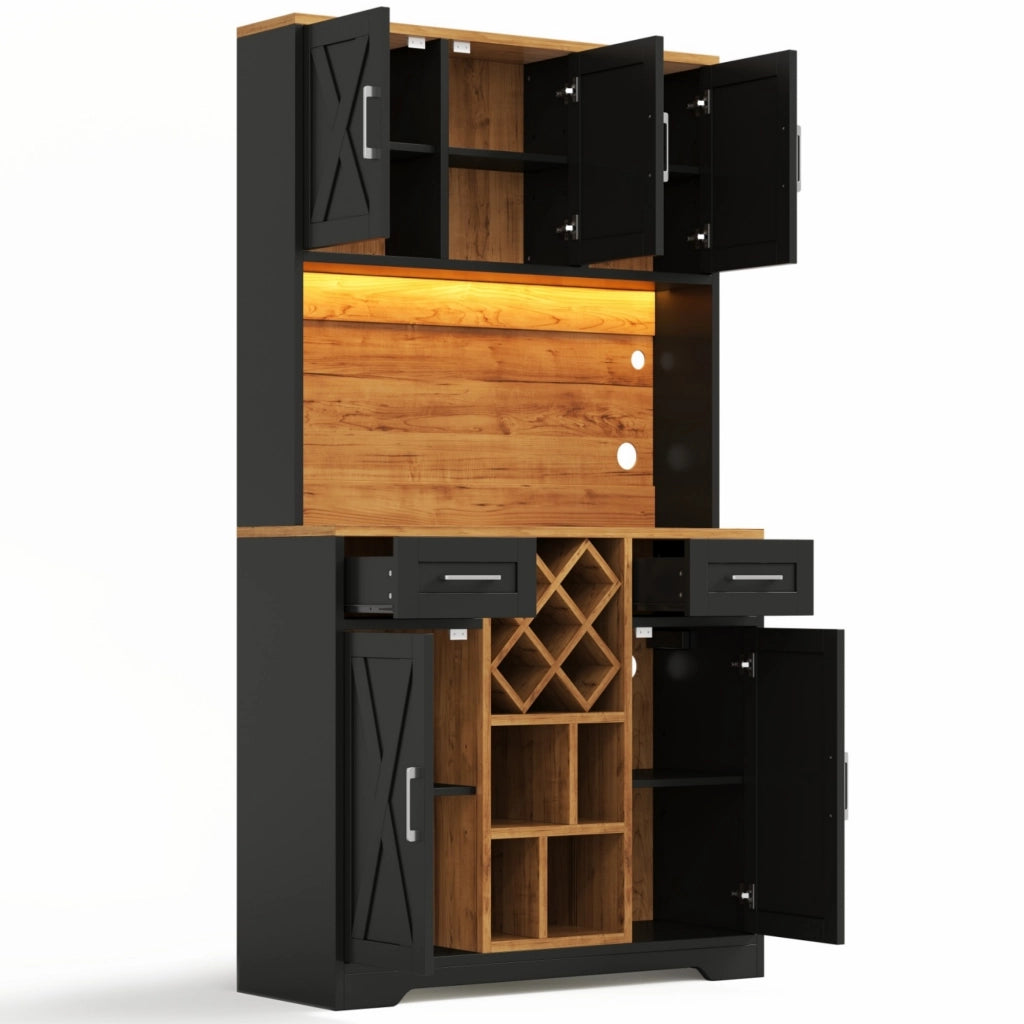 Mobile per Cucina con Scomparti e Portavino ¨C Minimal ¨C Legno Multistrato 180x105x40 cm