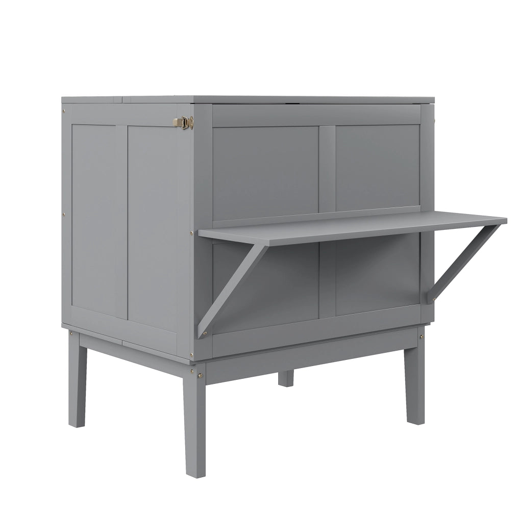 Letto a scomparsa 90x200 cm verticale con rete a doghe, color grigio