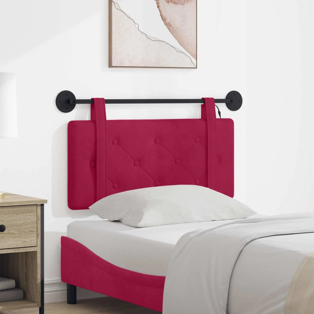 Testiera | Testata sospesa Con luce LED Rosso Vino Velluto