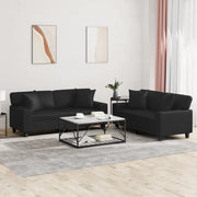 Set di Divani 2 pz con Cuscini Nero in Similpelle 3201924
