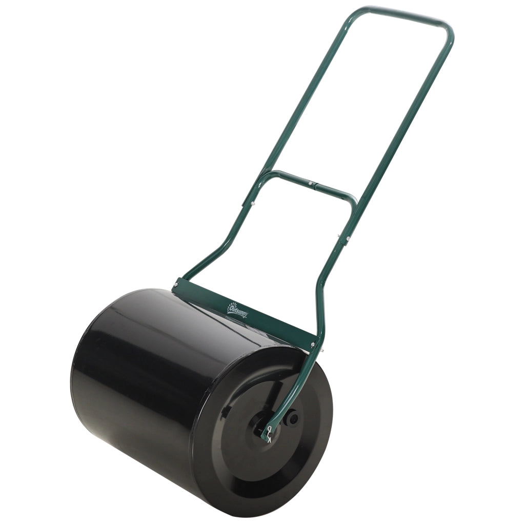 Rullo da giardino con impugnatura a U, diametro 40 cm, riempimento acqua/sabbia 60 L, in metallo, nero, 57 x 40 x 123 cm, per un prato perfetto
