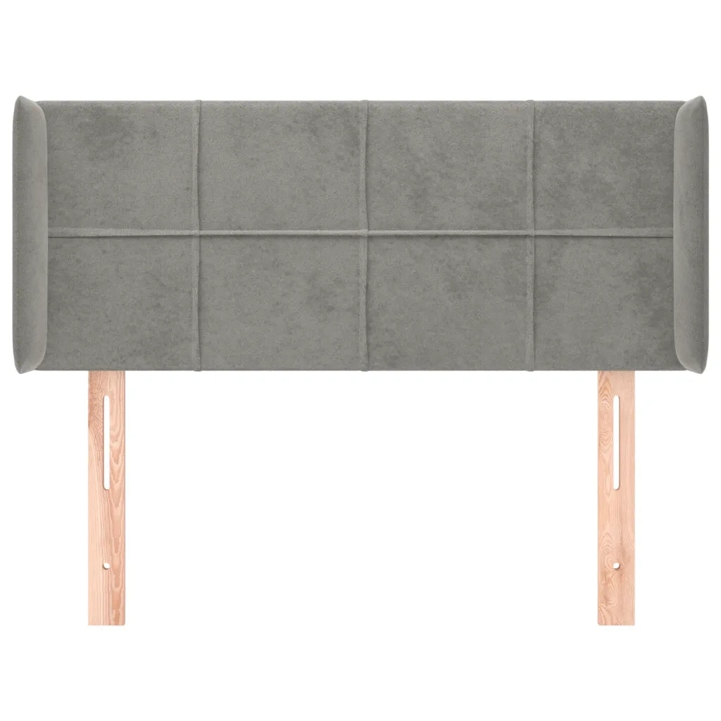Testiera | Testata ad Orecchio Grigio Chiaro 93x16x78/88 cm in Velluto