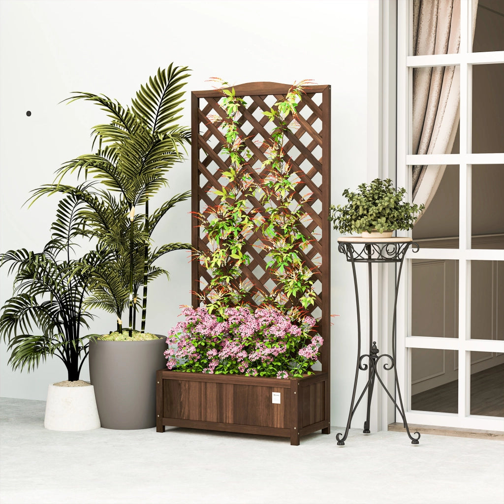 Fioriera con Griglia Legno ¨C zephmum ¨C Marrone 76x36x170 cm