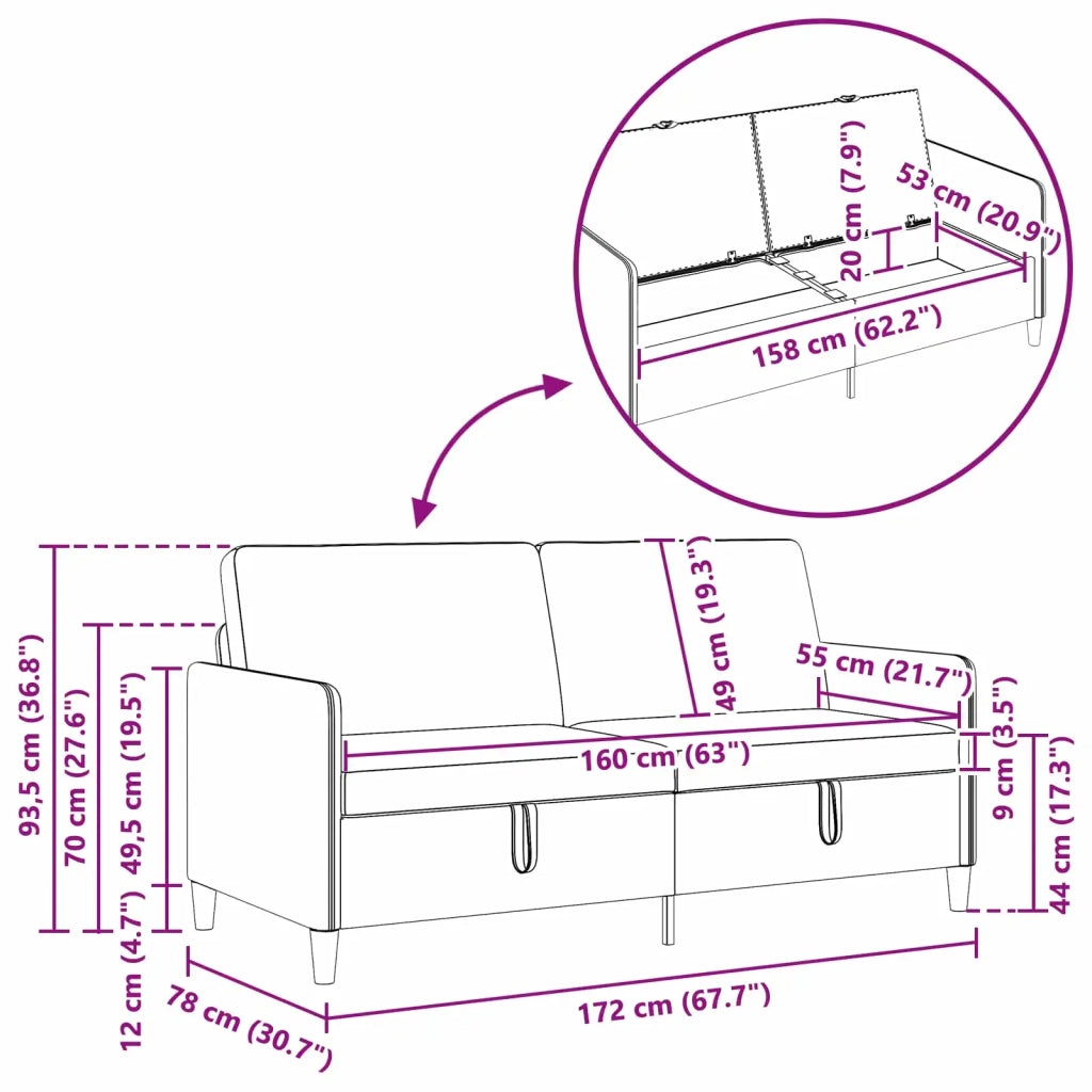 Set di Divani con Storage 2 pz Viola Poliestere 3429231