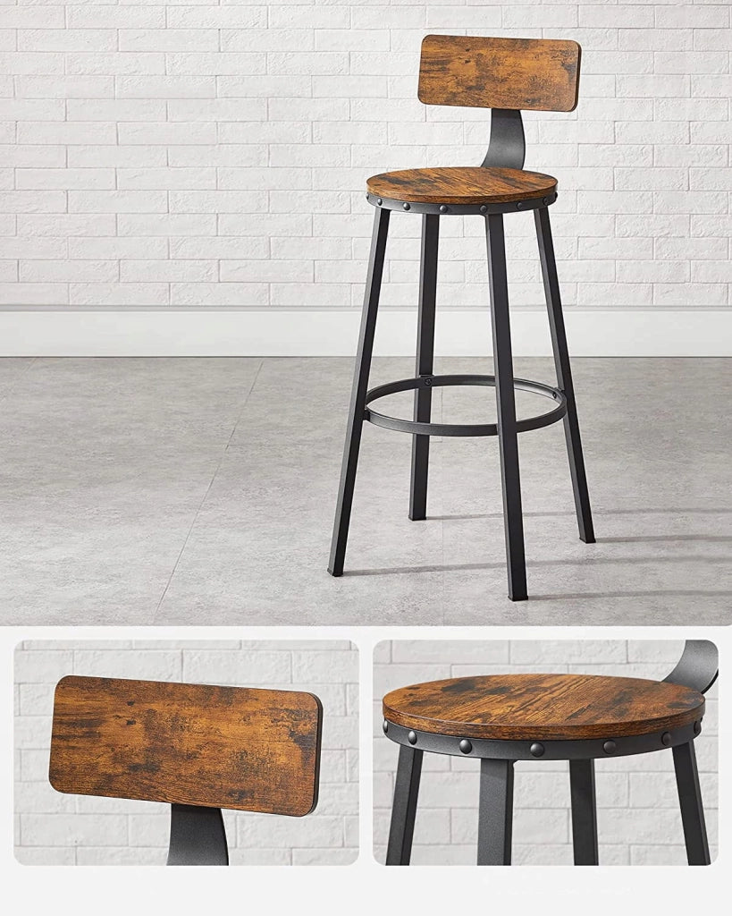 SGABELLI DA BAR Valora 2 PEZZI Stile Loft Marrone Rustico per Cucina x2