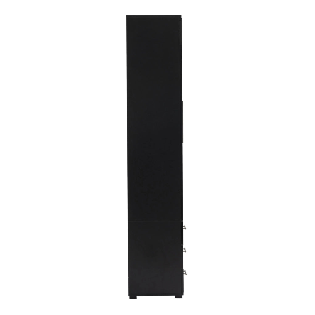Vetrina nera lucida con LED e 3 cassetti