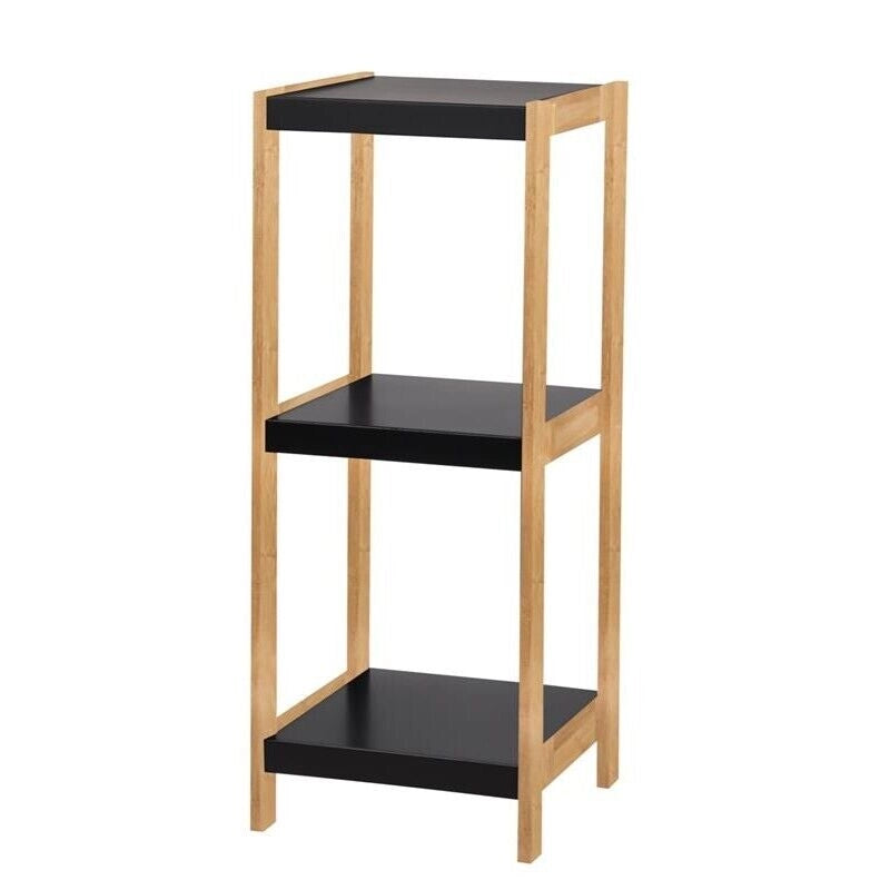 MA MAISON SCAFFALE IN BAMBOO BLACK CON 3 PIANI E RIPIANI LUCIDI