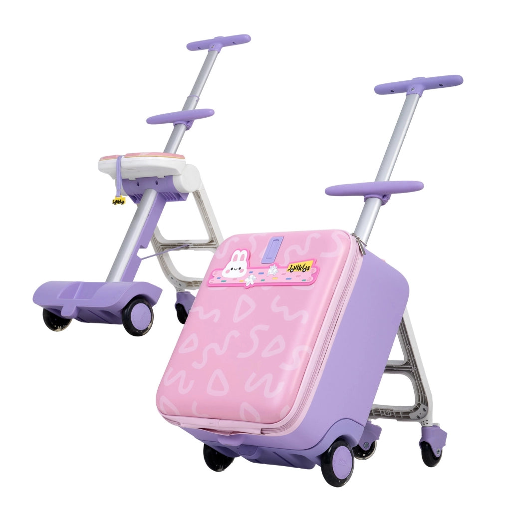 Valigia cavalcabile per bambini rosa in polipropilene, 32 L e 4 ruote