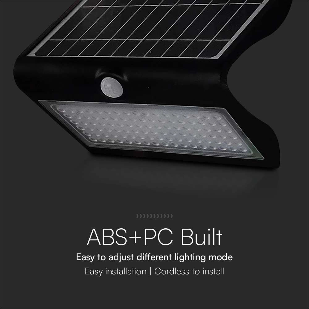 Applique da Parete Solare LED 6.8W 4000K Corpo Nero 800lm (Rif. 8279) – V-TAC – VT-767-7-B