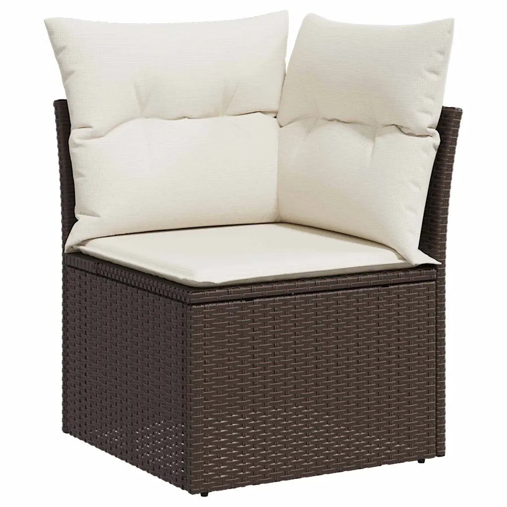Set Divano da Giardino 10 pcs Marrone Poly Rattan