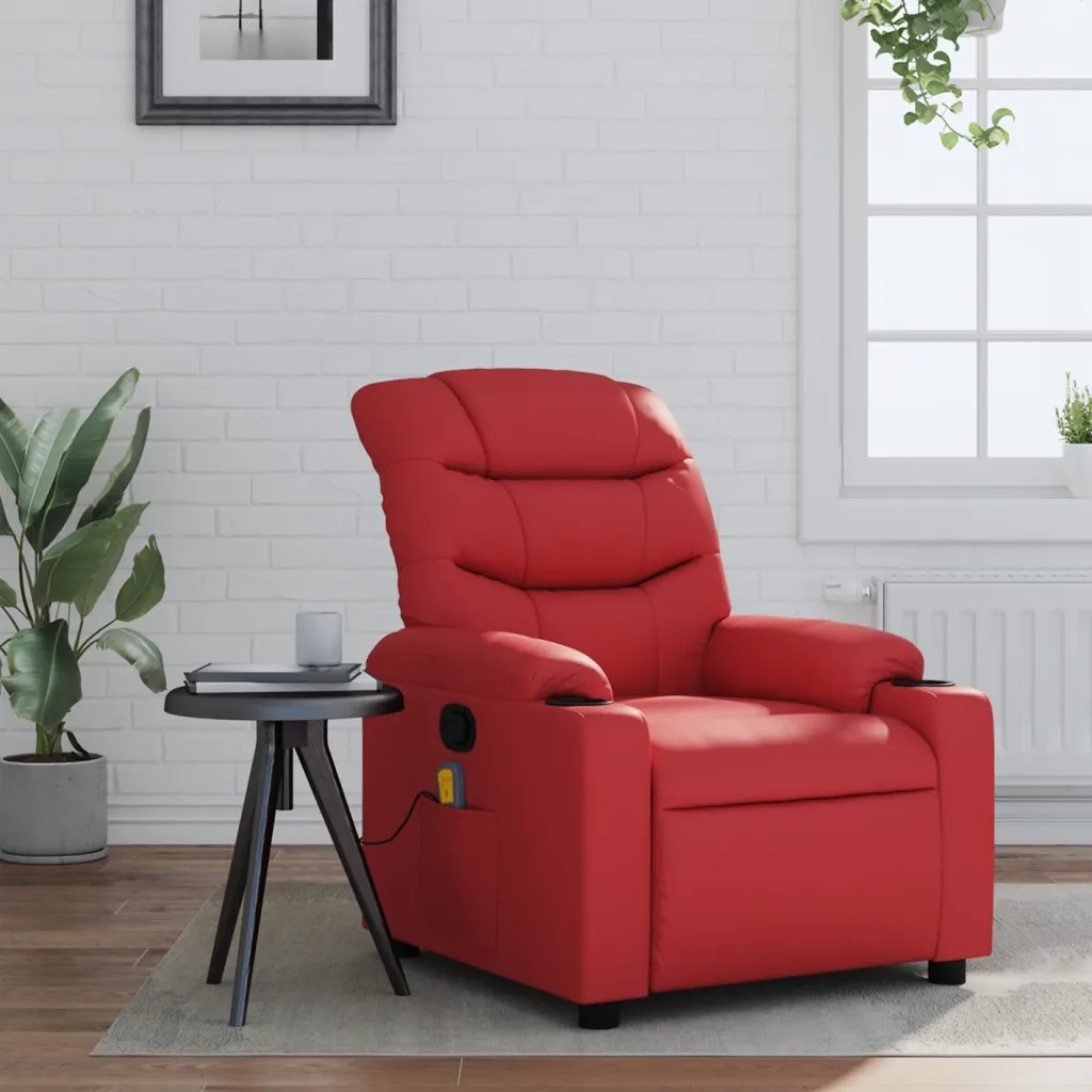 Poltrona Massaggiante Reclinabile Rossa in Similpelle 374145