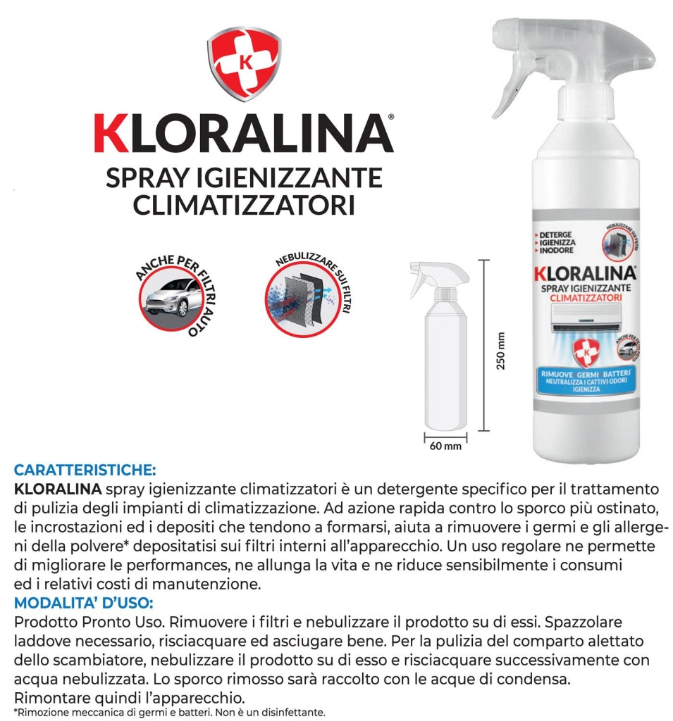 KLORALINA SPRAY IGIENIZZANTE CLIMATIZZATORI 500 ML