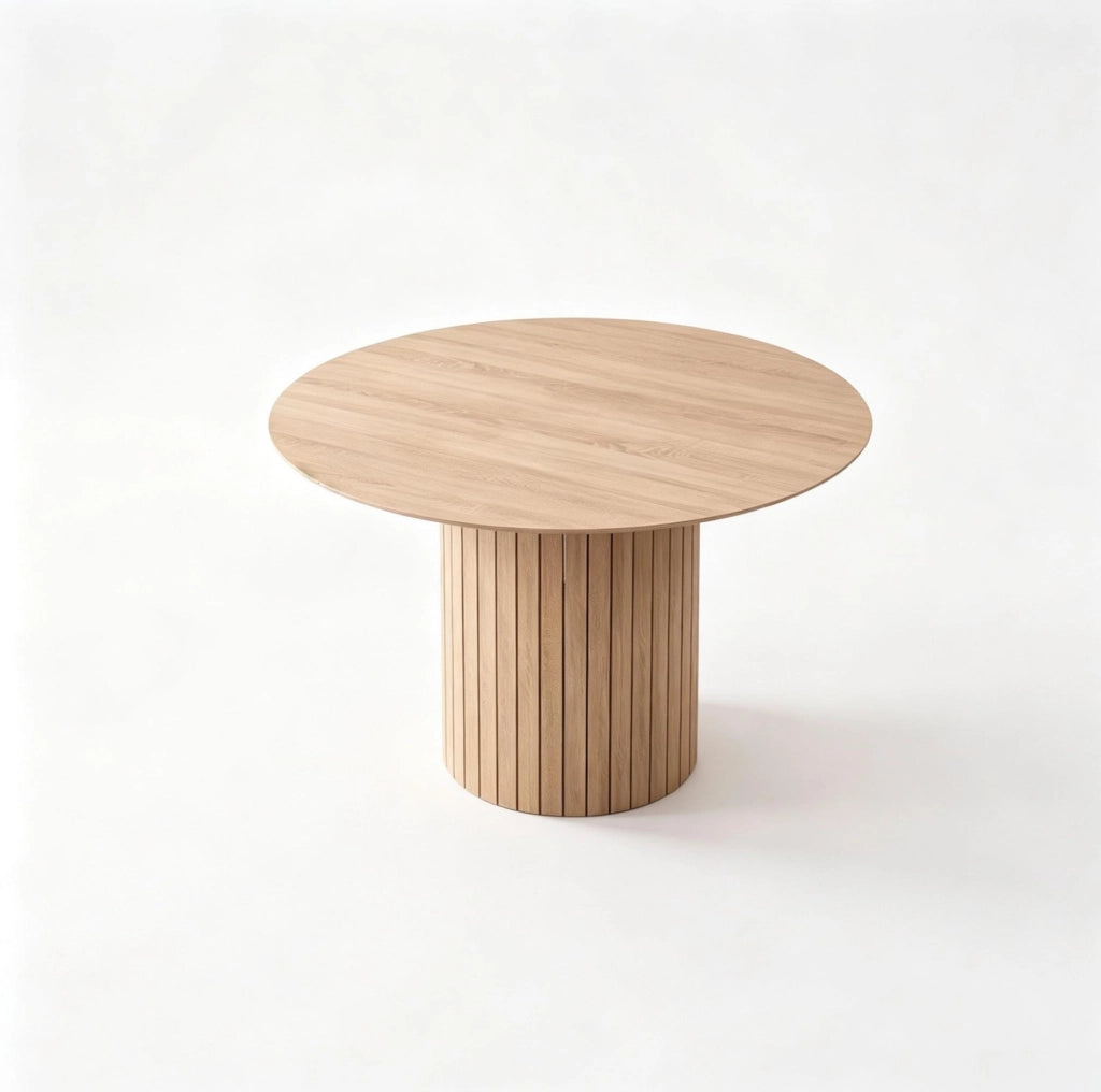 Tavolo da pranzo rotondo in legno massello Ø 120 cm marrone chiaro