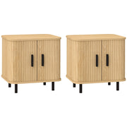 Comodini Set 2 ¨C zephmum ¨C Legno e Acciaio, Rovere e Nero, 48x40x48 cm