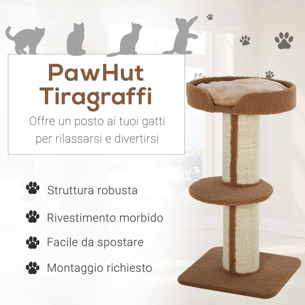 Tiragraffi Albero per Gatti con Cuccia e Pali in Corda ¨C Minimal ¨C Grigio