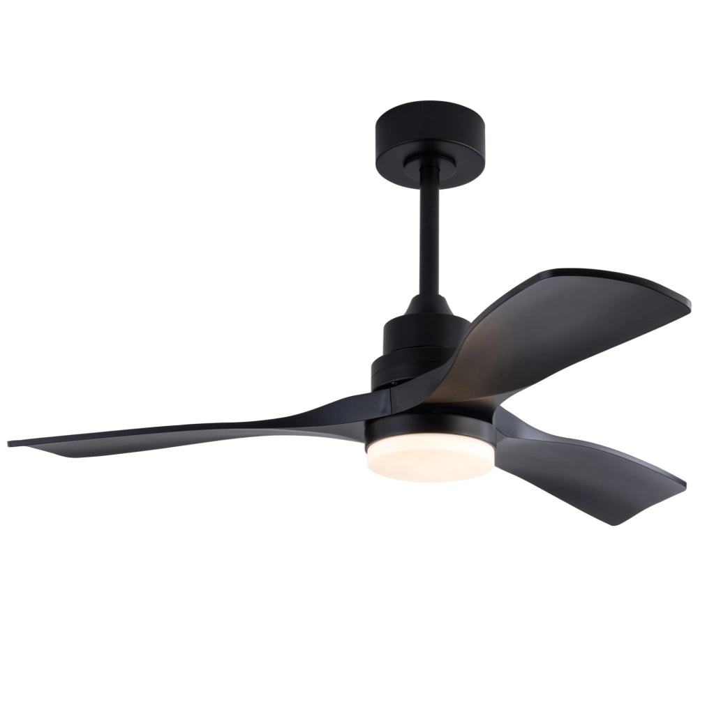 Ventilatore da soffitto ULEVR 42 pollici nero con luce LED 20 W, telecomando, 3 pale e motore DC reversibile