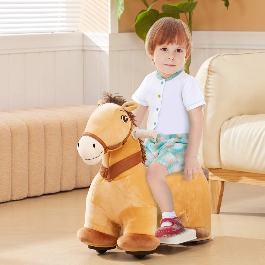 Cavallo Cavalcabile Elettrico per Bambini ¨C zephmum ¨C Marrone 6V con Ruote PU e Musica