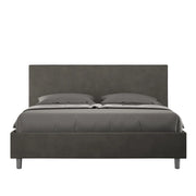 BS COM Letto queen size contenitore imbottito 150x200 microfibra grigio