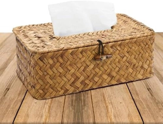 Tissueholder naturale a tessuto con coperchio