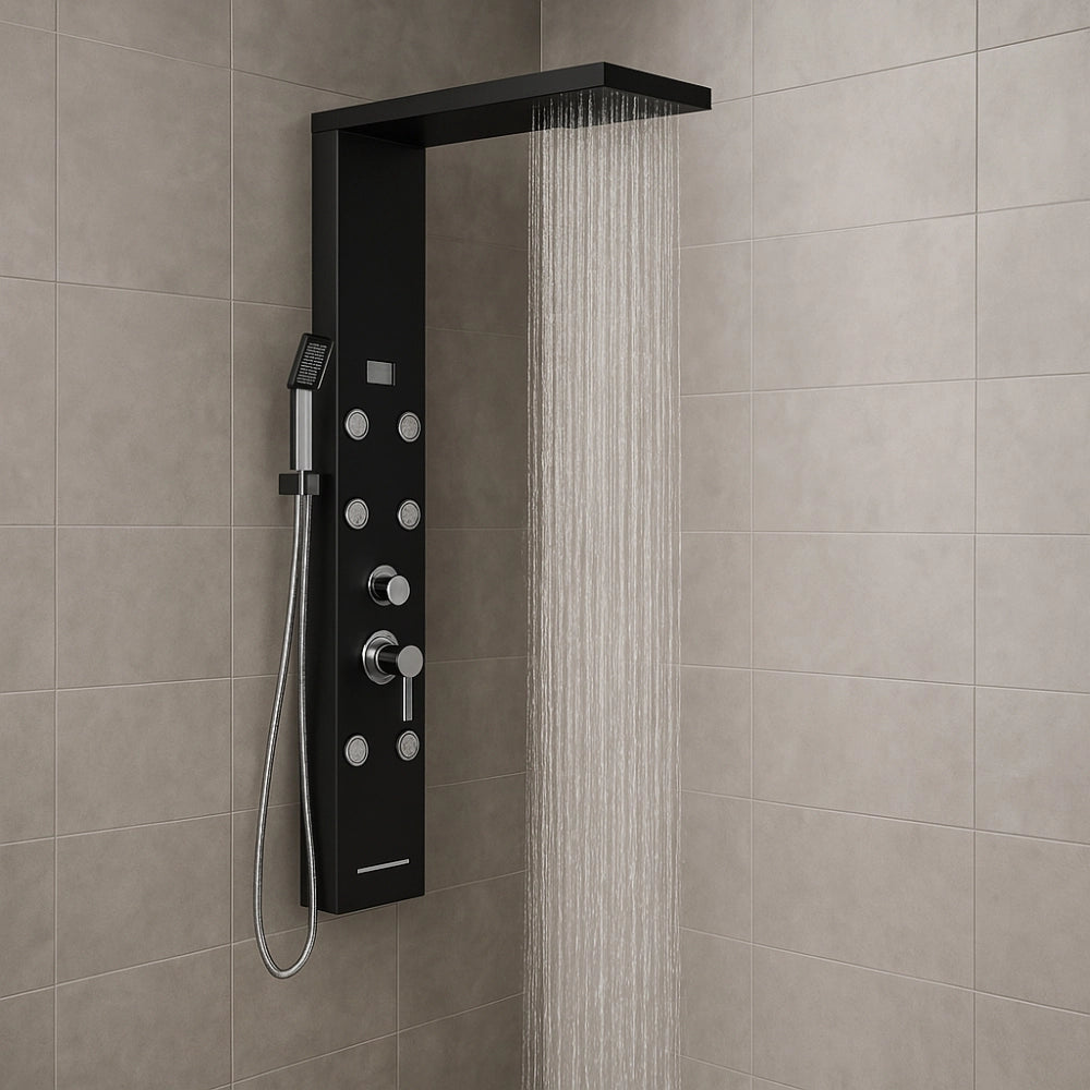 Colonna pannello doccia 4 funzioni york-1 black display controllo temperatura