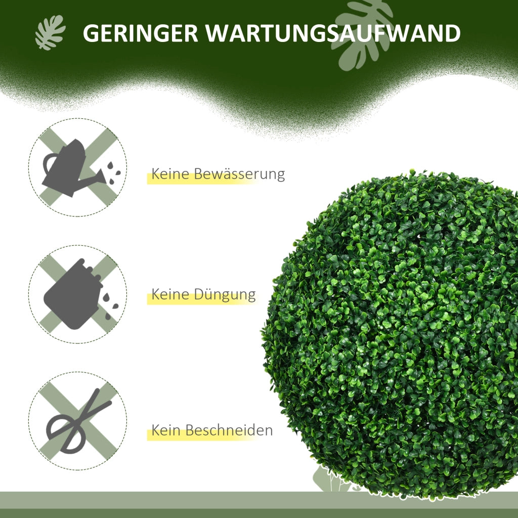 Sfera di bosso artificiale 2 pezzi in plastica verde Ø 50 cm con elementi a incastro per interni ed esterni