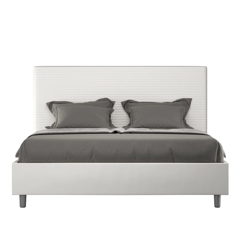 Letto imbottito Matrimoniale 170x210 cm Focus - Bianco,Similpelle,Con rete