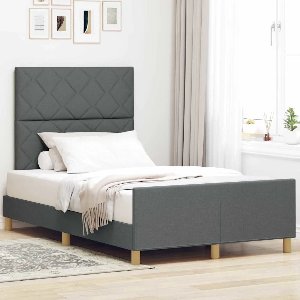 Struttura del letto Grigio scuro 120 x 190 cm Tessuto