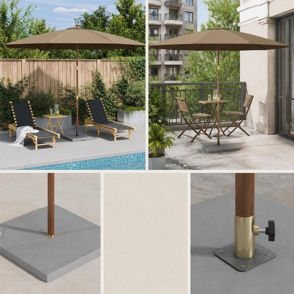 Parasol With Wooden Pole 350 Cm Taupe