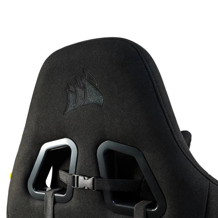 CORSAIR - Sedia da ufficio - Poltrona da gaming - TC100 RELAXED - Tessuto - Ergonomica - Braccioli regolabili - Nero/Rosso (CF-9900014-WW)