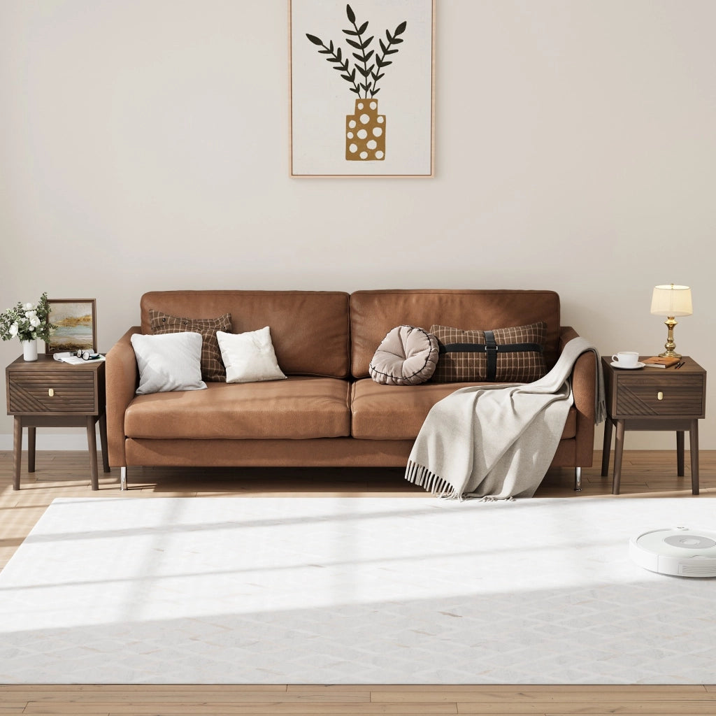 Comodino Moderno in MDF Effetto Noce con 2 Cassetti, 40x40x55 cm, Set da 2 Pezzi