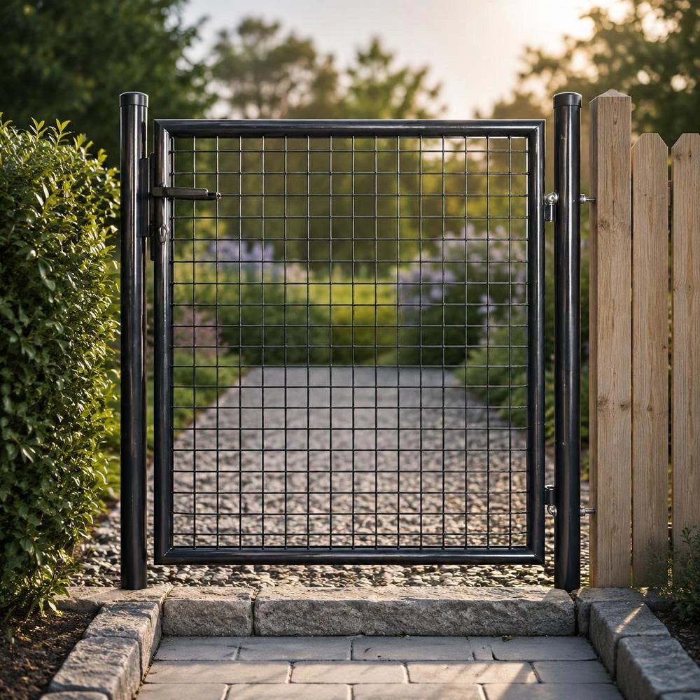 Grid Garden Gate, Galvanized Steel, 100 X 100 Cm, Grey