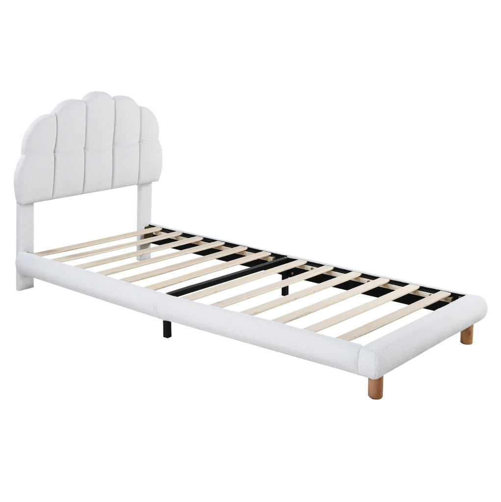 LETTO imbottito 90x200 cm Bouclé Bianco