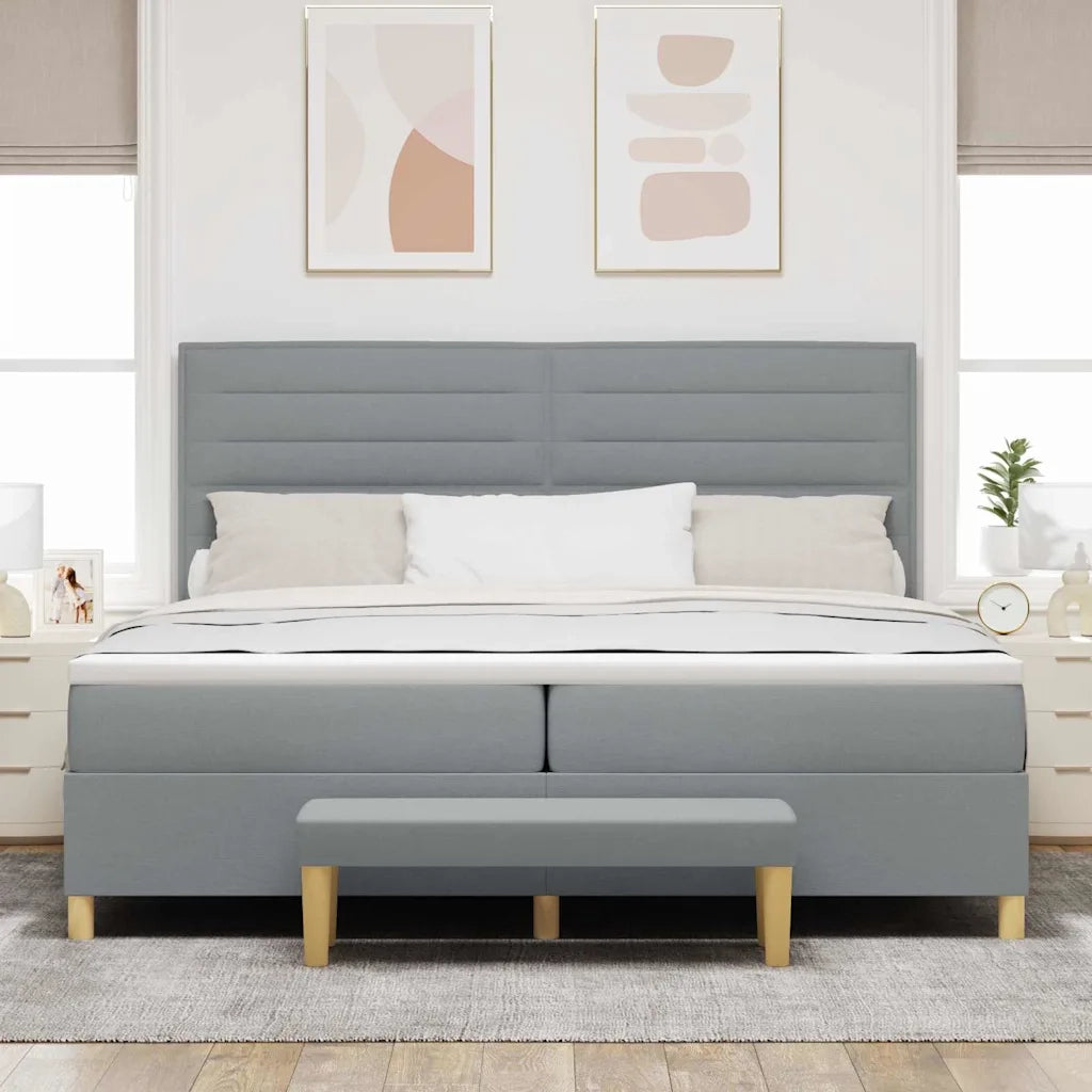 Letto a molle con materasso Grigio chiaro 200 x 200 cm Tessuto