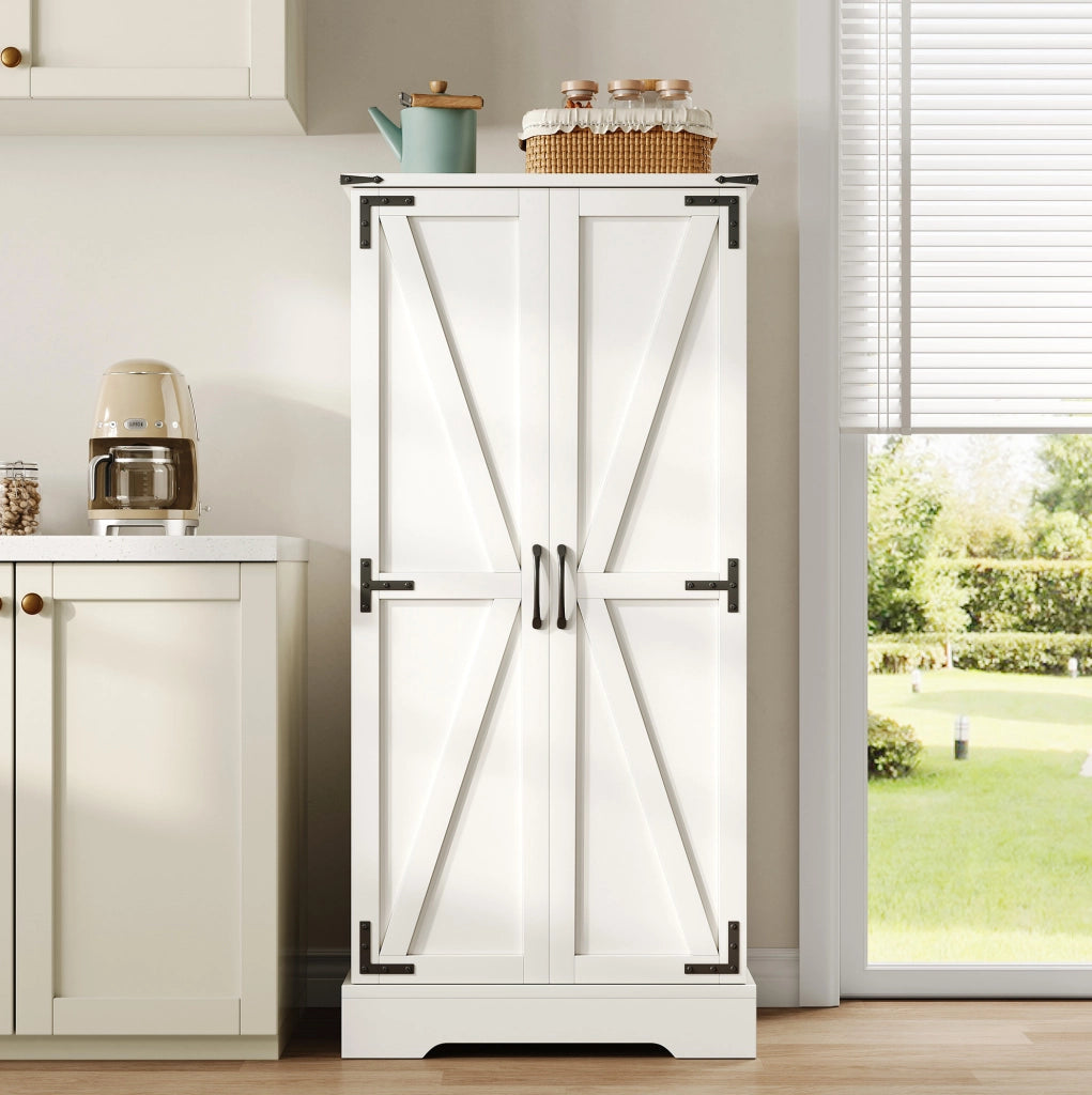 Credenza cucina in stile rustico con LED, bianca, 128,5 cm