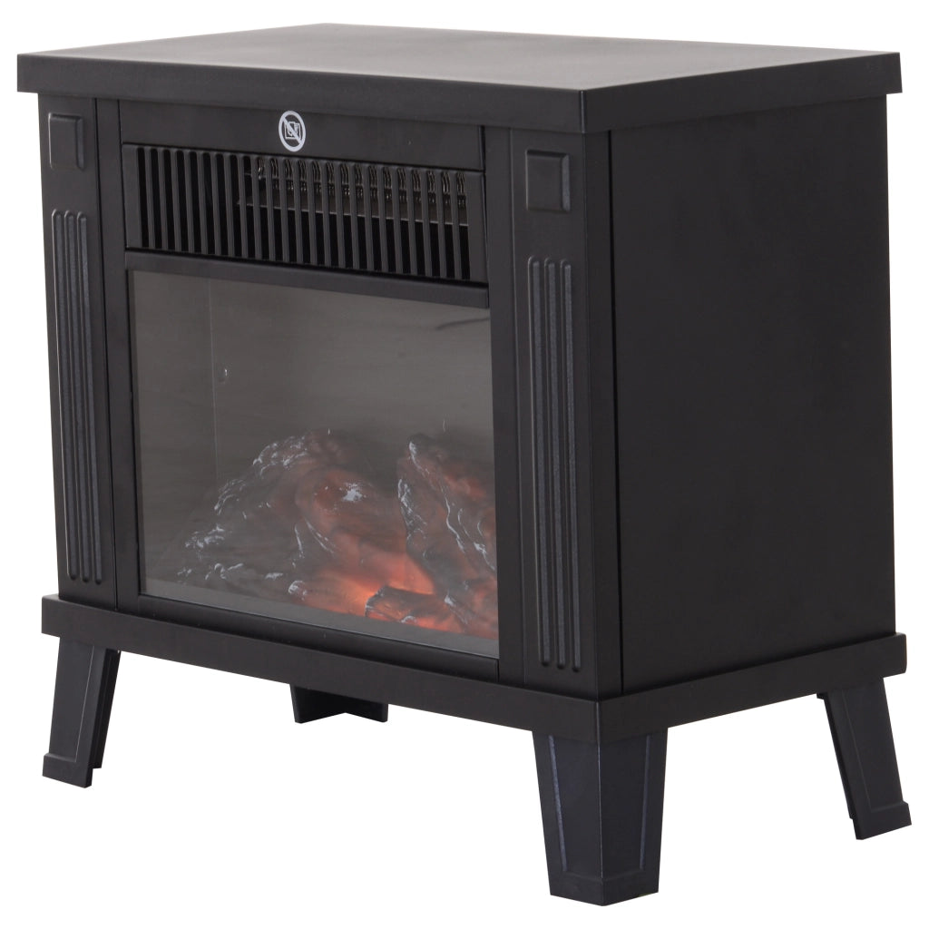 EasyComfort Camino Elettrico da Terra Moderno 600W/1200W con Effetto Fiamma, Caminetto Elettrico con Protezione da Surriscaldamento e Antiribaltamento, 34x17x31 cm, Nero