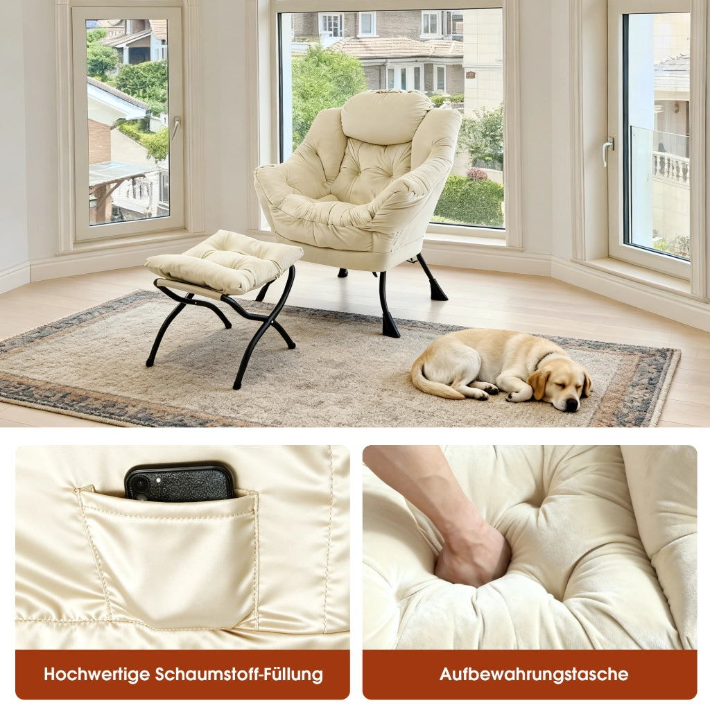 Poltrona Relax con Poggiapiedi e Braccioli ¨C MINIMAL ¨C Beige