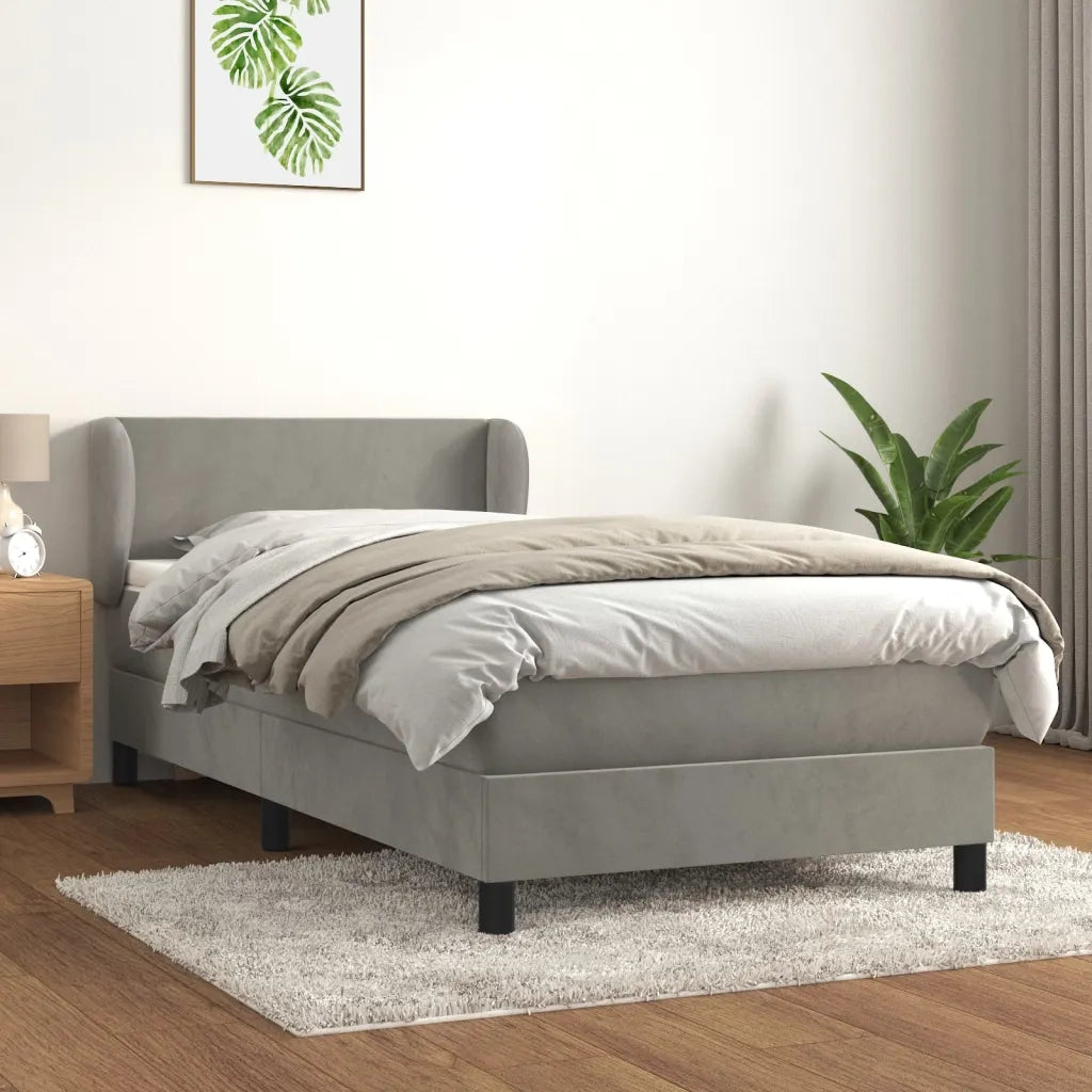 Giroletto a Molle con Materasso-Struttura Letto Grigio Chiaro 80x200 cm Velluto 290889