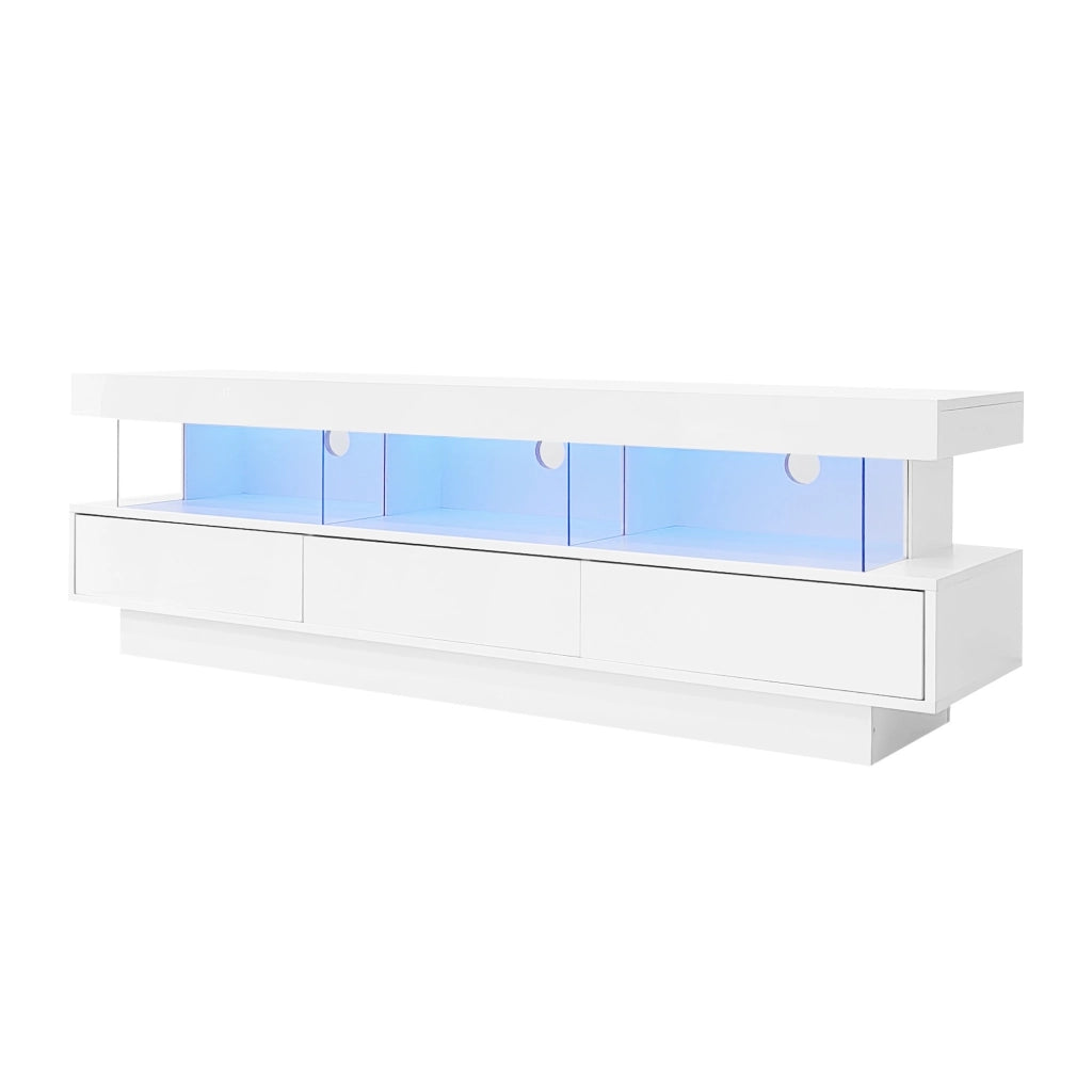 Mobile TV bianco lucido 160 cm con illuminazione LED