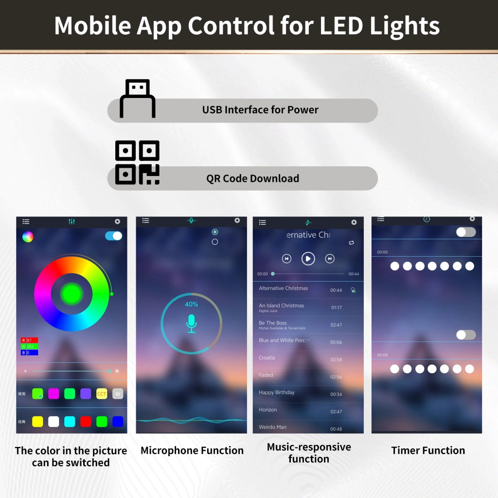 Credenze alte set di 2 con LED RGB via app; mensola in vetro e 6 ganci bianche 107 × 34 × 184 cm