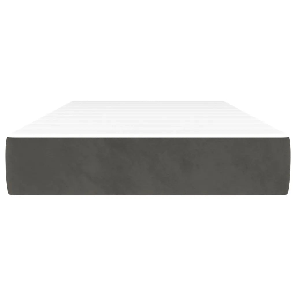Materasso a Molle Insacchettate Rigidit¨¤ Media Grigio Scuro 90x200x20 cm in Velluto