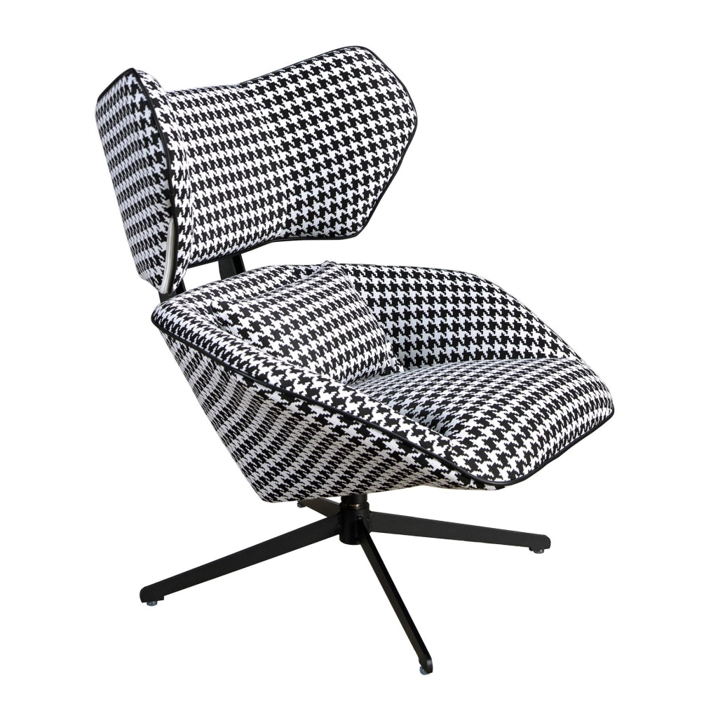 Poltrona girevole in tessuto bianco e nero