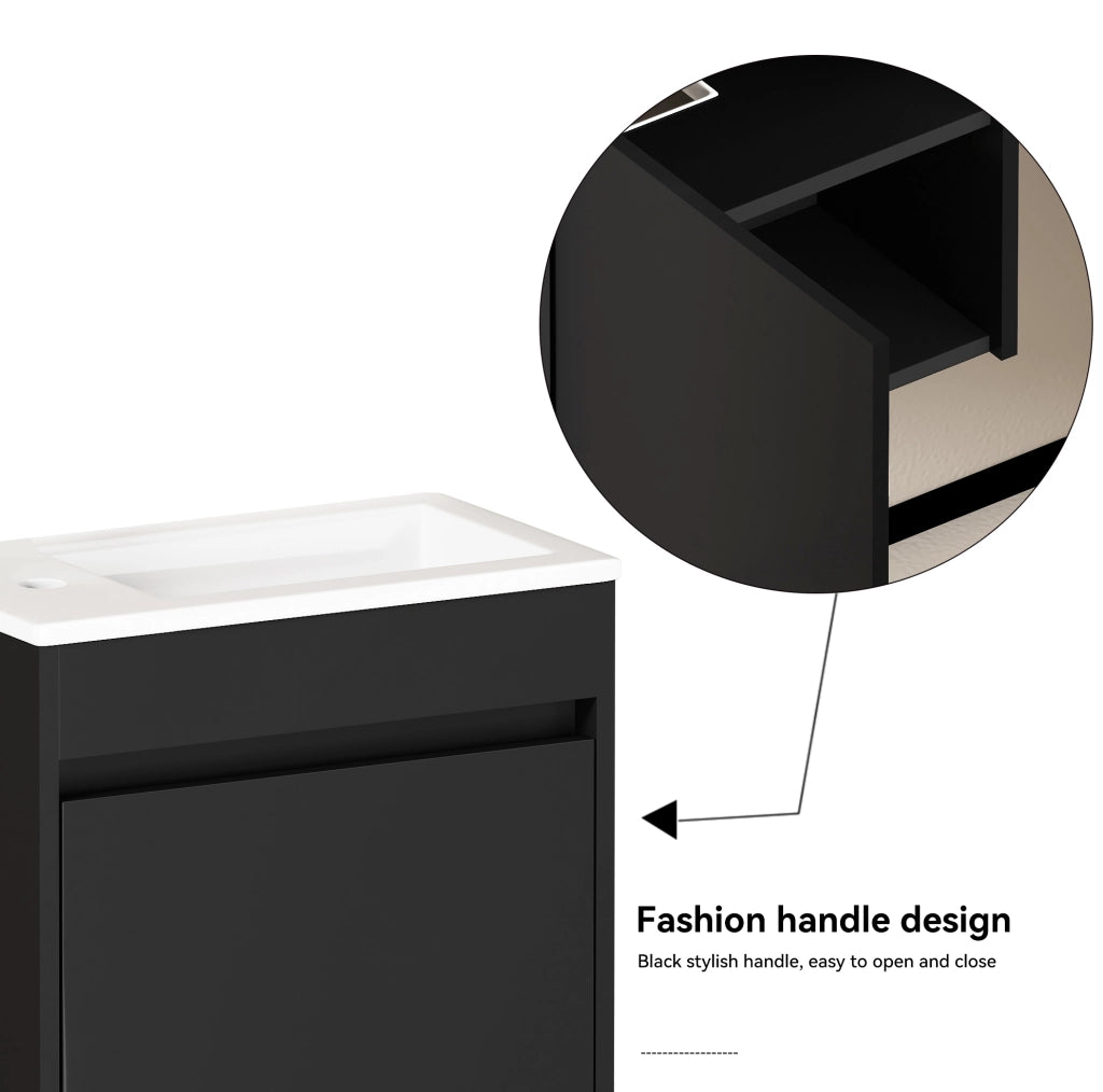 Mobile bagno ULEVR nero da 46 cm con anta soft-close, mobile contenitore in MDF