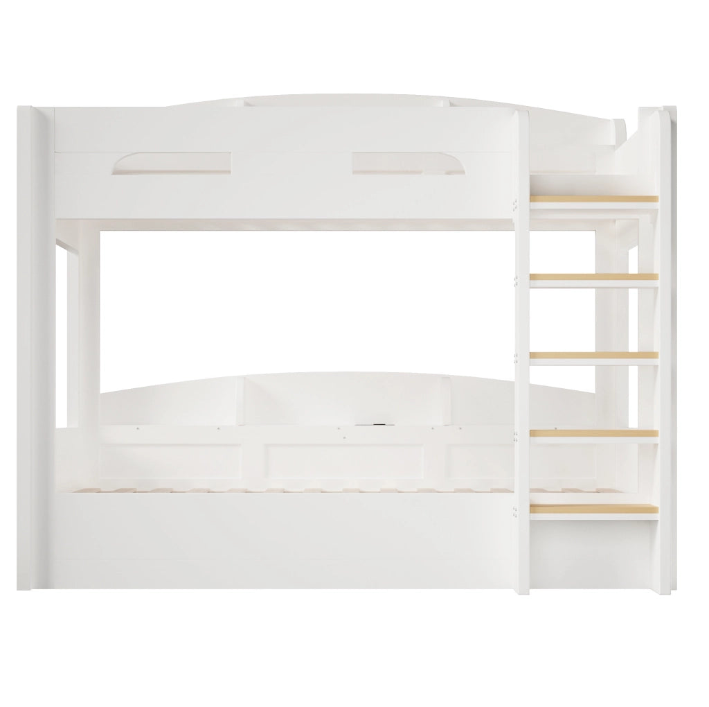 Letto a castello 90x200 cm con presa USB e ripiani laterali bianco HOMVRA