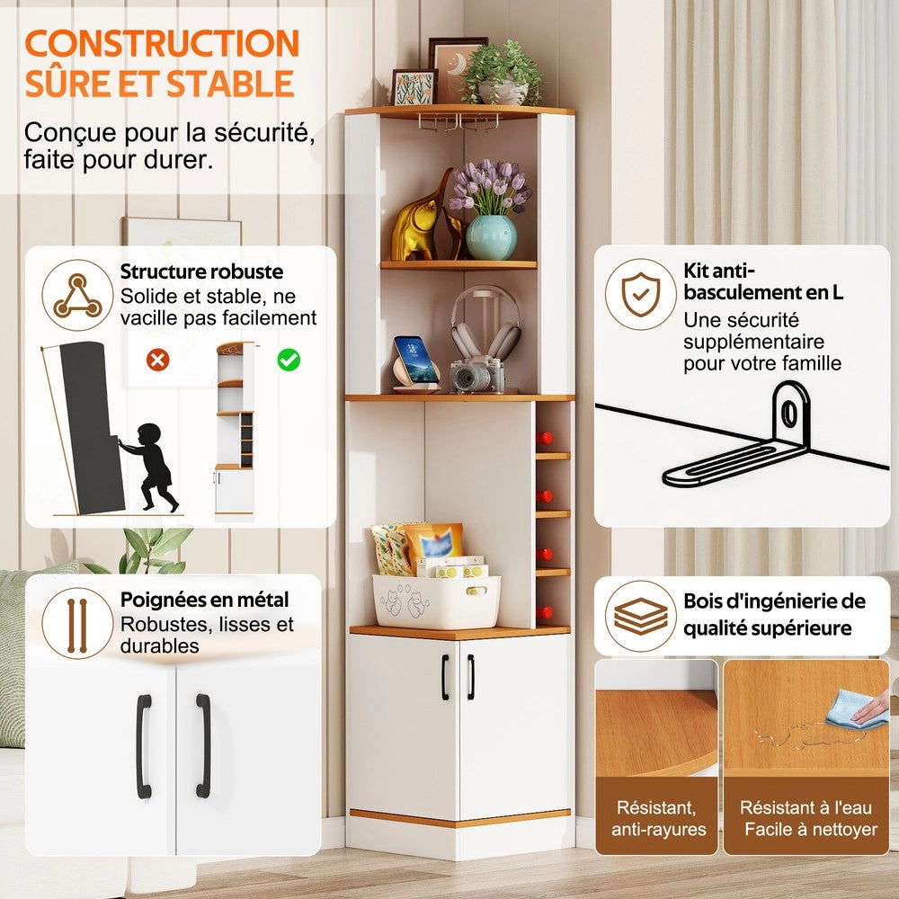 Mobile angolare per vino ¨C Minimal ¨C Bianco, legno, 40x40x182cm