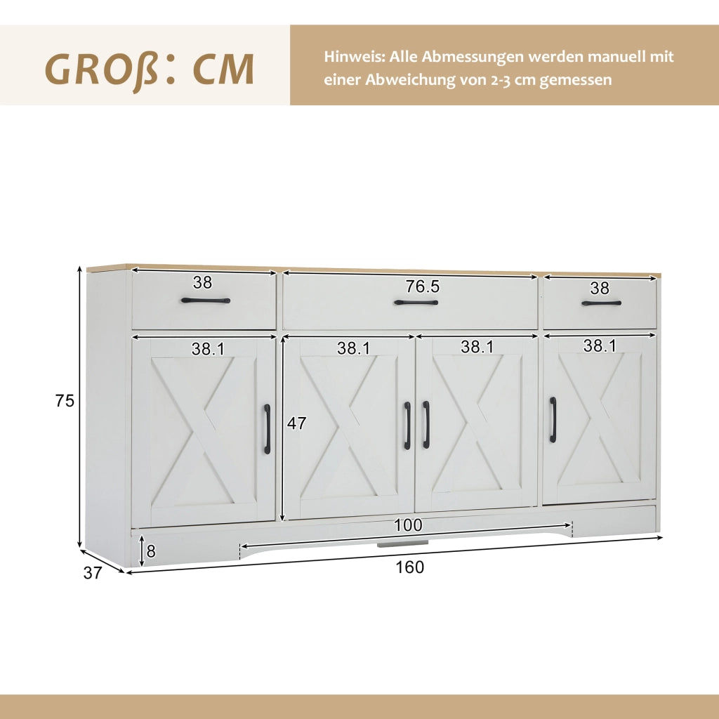 CREDENZA 160x37x75 cm MDF Bianca
