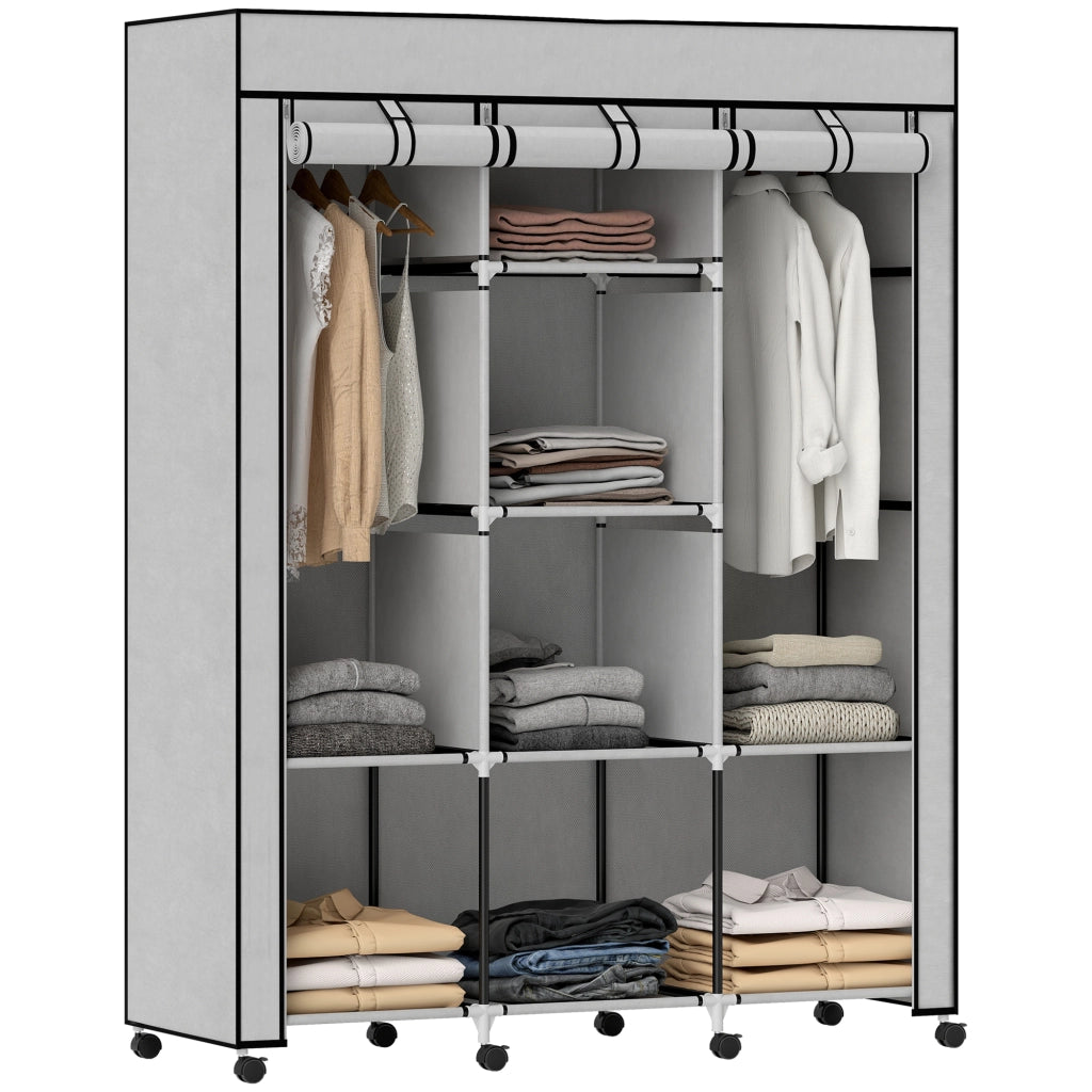 Armadio Tessuto con Ripiani e Appendiabiti ¨C Minimal ¨C Grigio