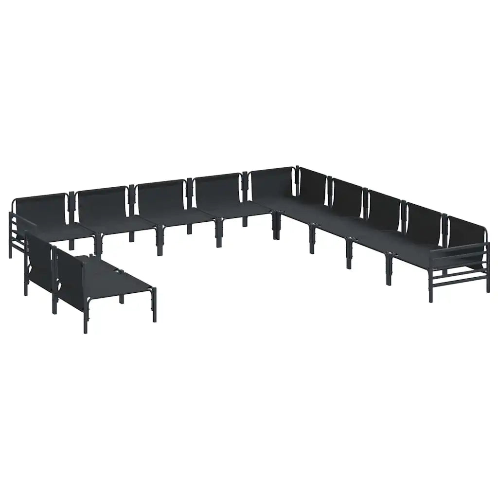 Set Divano da Giardino con cuscino 11 pcs Nero Acciaio