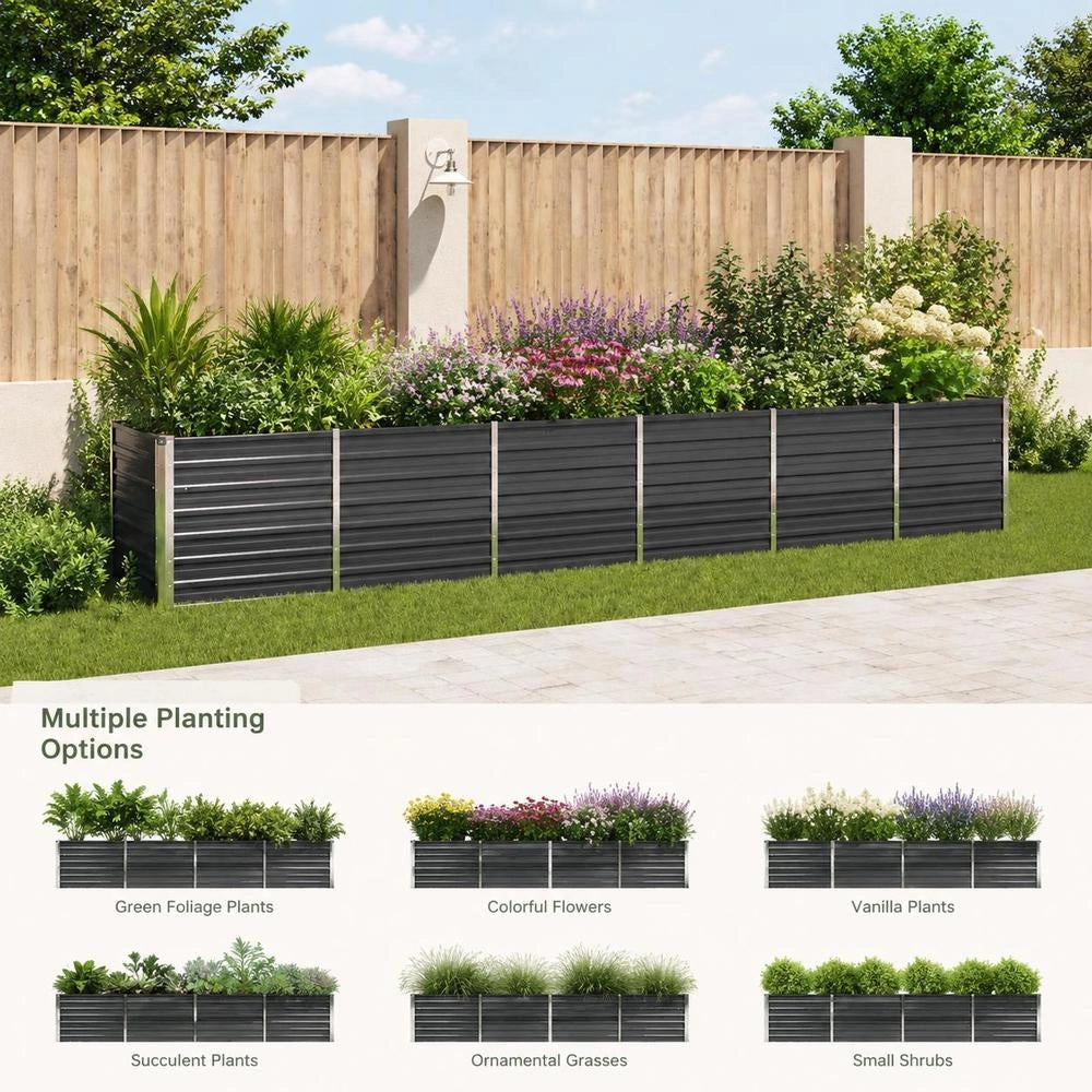 Garden Raised Bed Galvanized Steel 480x80x77 Cm Anthracite